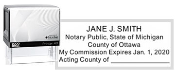 Michigan Notary Public Stamp - Acting County of Fill In Line