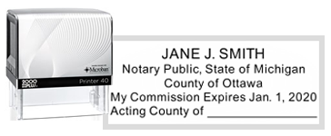 NS-02-MI - Michigan Notary Public Stamp - Acting County of Fill In Line